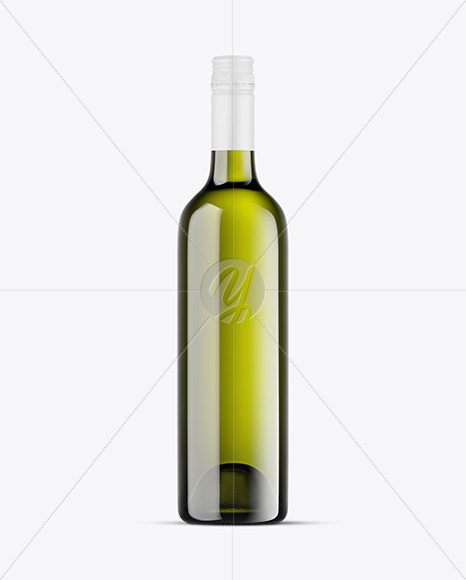 Green Glass White Wine Bottle Mockup