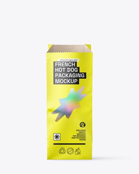 Paper Food Bag with French Hot Dog Mockup