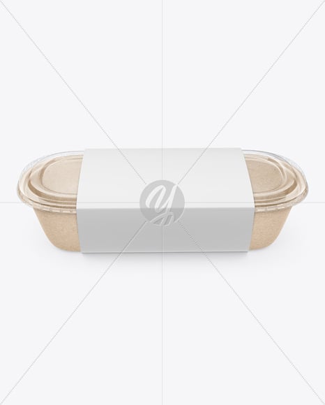 Kraft Paper Food Container in Paper Sleeve Mockup