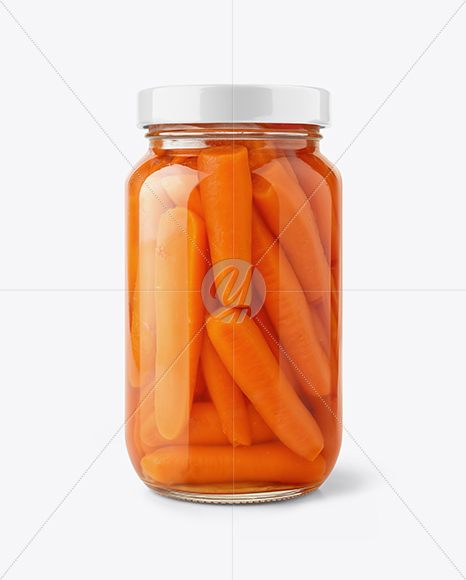 Clear Glass Jar with Pickled Carrots Mockup