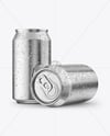 330ml Metallic Drink Cans with Condensation Drops Mockup