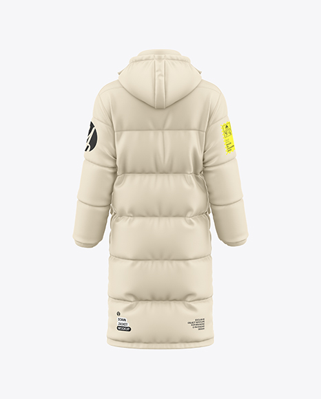 Men's Long Down Jacket Mockup - Back view