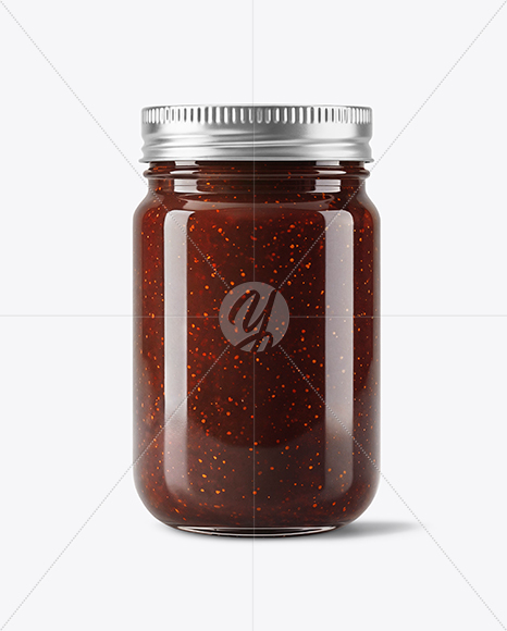 Glass Jar with Fig Jam Mockup