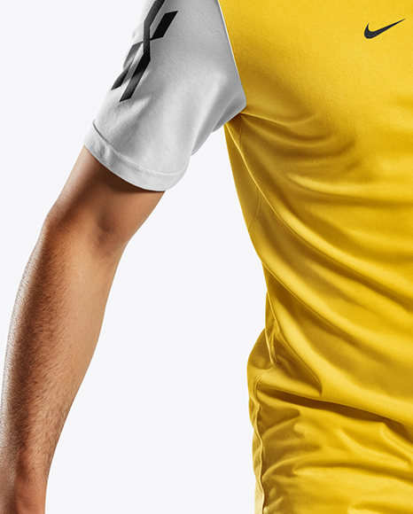 Soccer Player Wearing Crew Neck Jersey and Shorts Mockup