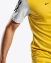 Soccer Player Wearing Crew Neck Jersey and Shorts Mockup