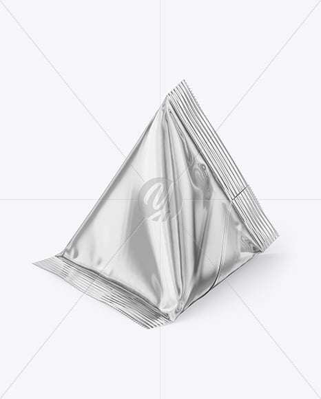 Glossy Metallic Triangular Package Mockup