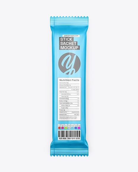 Matte Metallic Stick Sachet Mockup - Coffee mockup