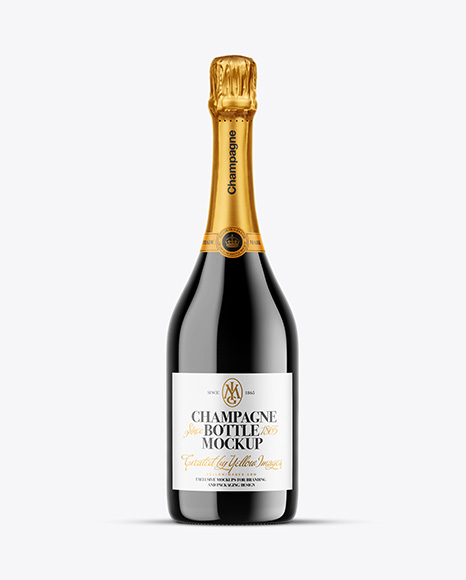Dark Glass Champagne Bottle Mockup