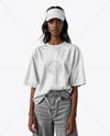Black Woman Wearing Oversized T-Shirt and Sun Visor Mockup
