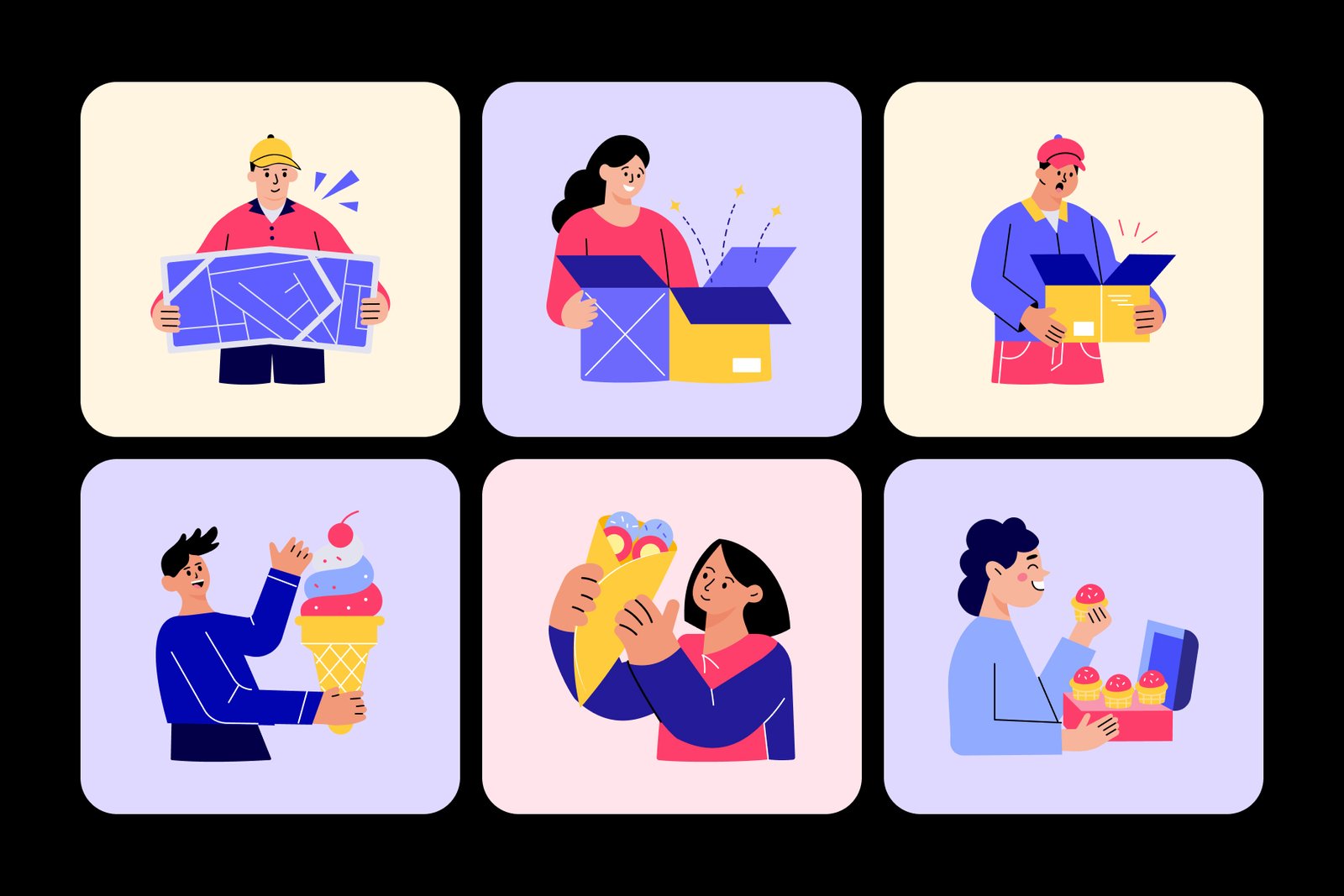 Delivery Illustration Art Set
