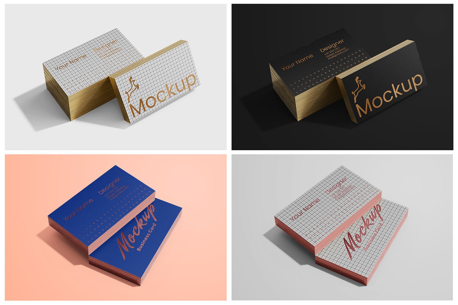 Stacked Business Card Mockup Set (US Size)