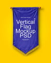 Vertical Flag With Wooden Pole Mockup