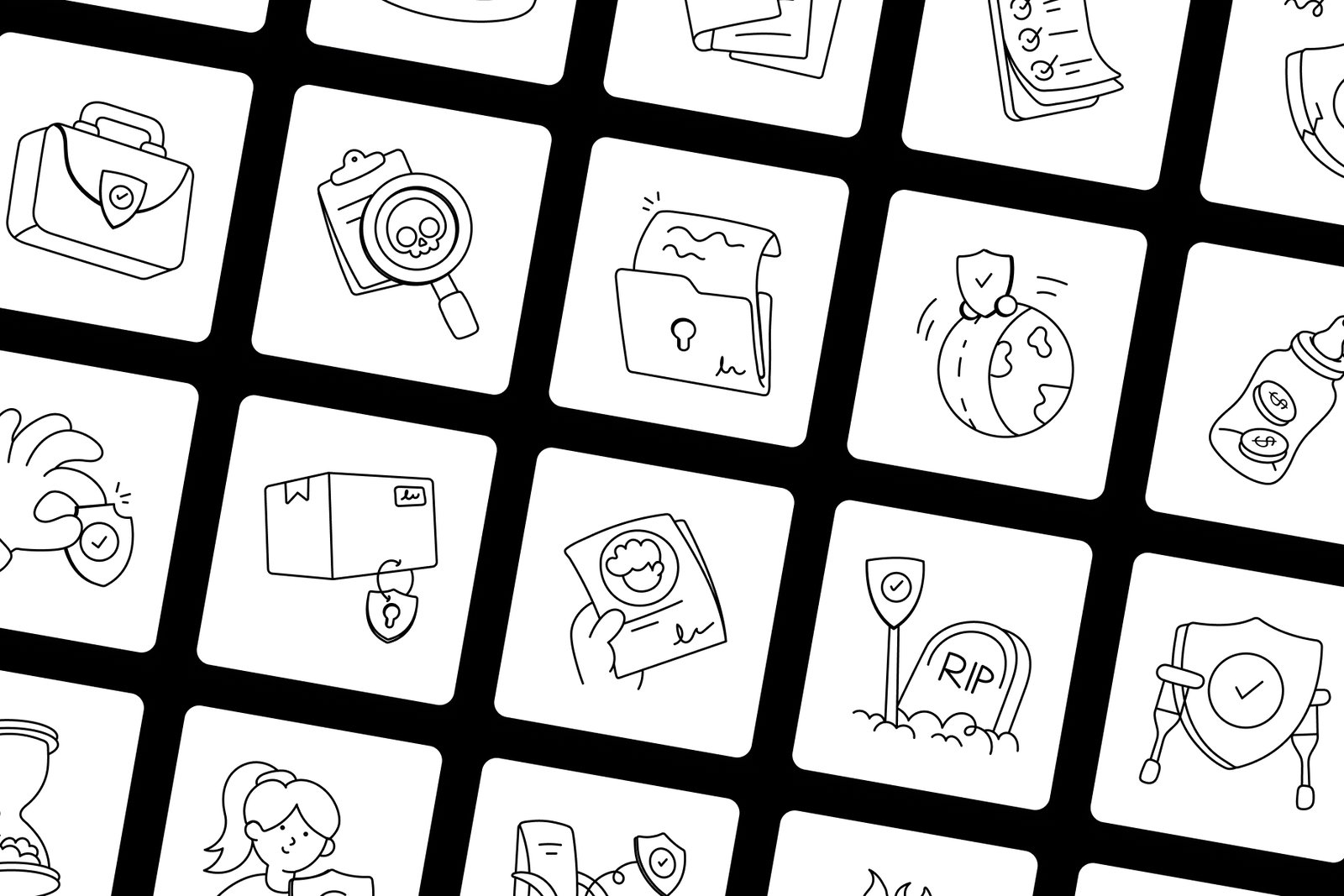 Insurance Doodles Icon Set