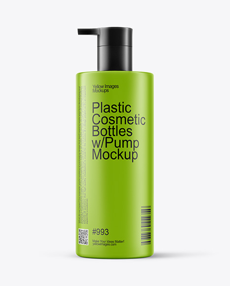 Plastic Cosmetic Bottles with Pump Cap Mockup