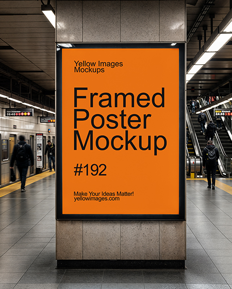 Framed Poster in Subway Station Mockup