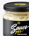 Glass Jar with Horseradish Sauce Mockup