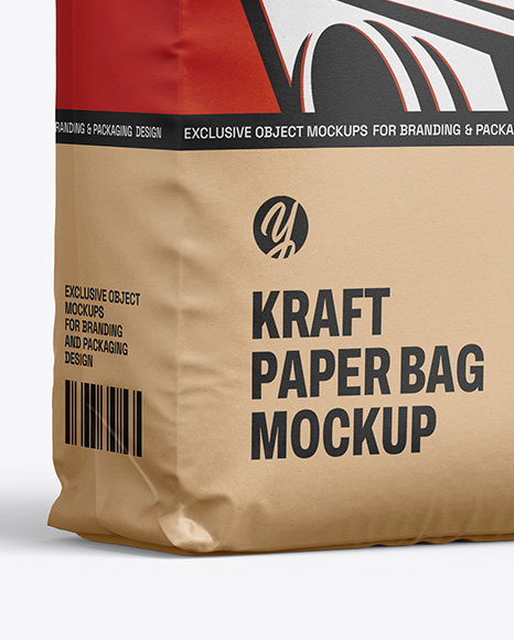 Kraft Paper Bag Mockup - Half Side View