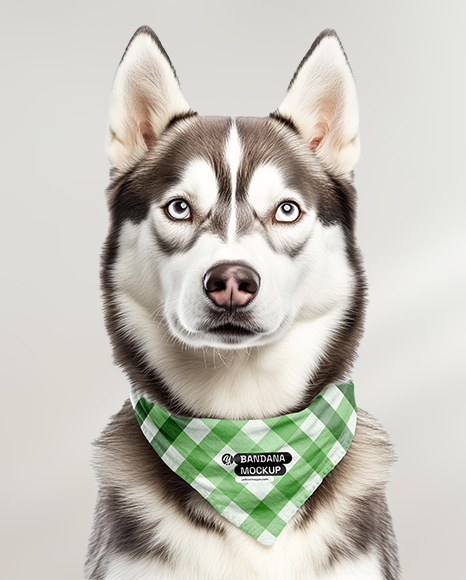Husky Wearing a Bandana Mockup