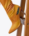 Pair of Over-The-Knee Boots on Women's Legs with Dress Mockup
