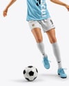 Female Soccer Player Wearing Jersey and Shorts Mockup