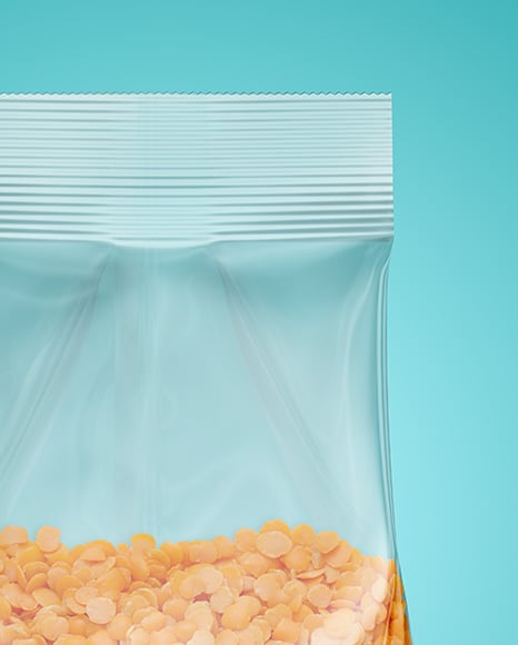 Transparent Package with Lentils Mockup