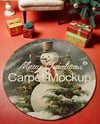 Round Carpet Next to Christmas Tree Mockup