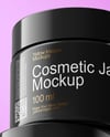 Two Glossy Cosmetic Jars on the Glass Mockup