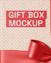 Kraft Gift Box With Bow Mockup
