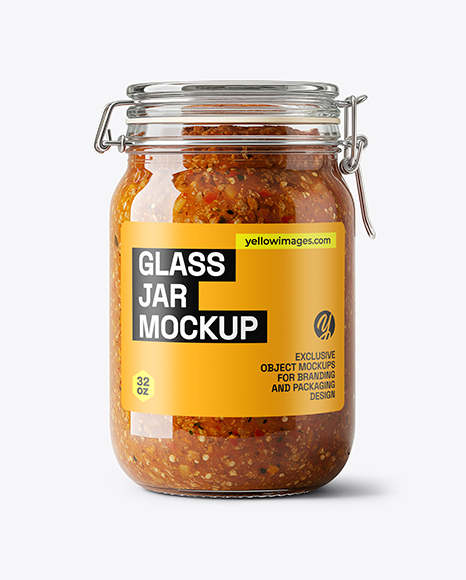 Clear Glass Jar with Meat Ragu Mockup - Sauce bottle mockup