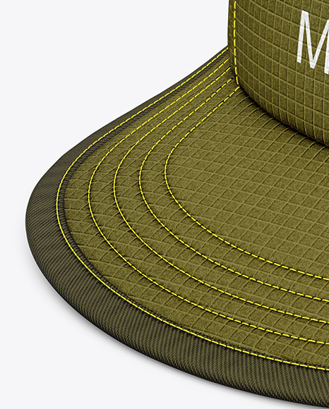 Ripstop Snapback Cap Mockup - Half Side View (High-Angle Shot)