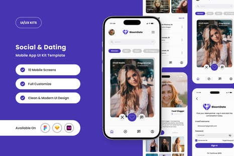 BloomDate - Modern & Playful Dating App UI Kit - Elegant app