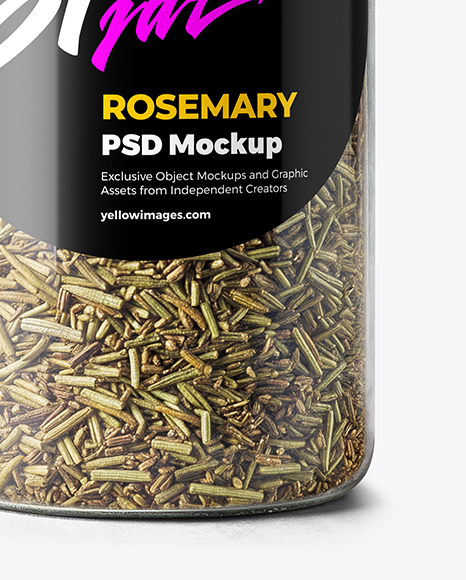 Plastic Spice Jar with Rosemary Mockup