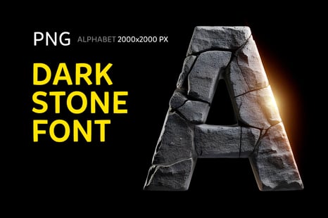 Dark Stone Font: Geometric 3D Alphabet PNG - Fonts