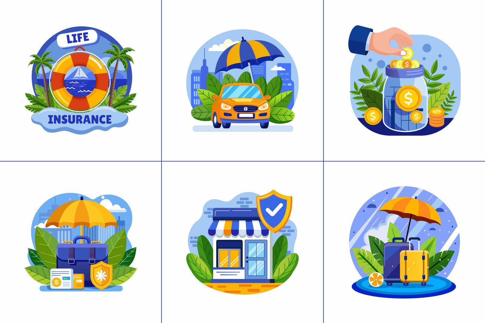 Insurance Illustration Art Set