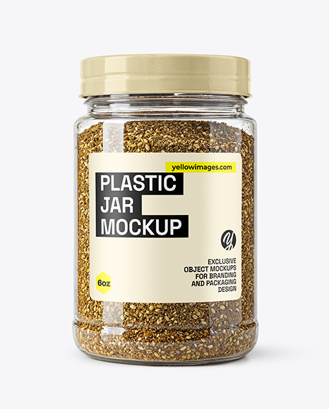 Clear Plastic Jar with Za'atar Spice Mockup - Plastic jar mockup