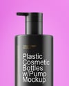 Plastic Cosmetic Bottles with Pump Cap Mockup