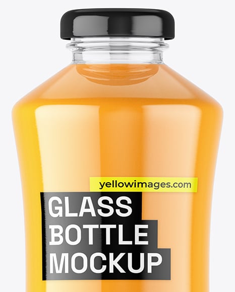Glass Bottle with Orange Juice Mockup
