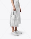 Young Woman with Tote Bag Wearing a Denim Skirt Mockup