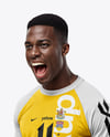Soccer Player Wearing Raglan Jersey and Shorts Mockup