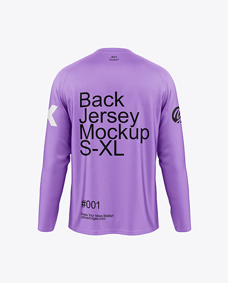 Raglan Long Sleeve Jersey Mockup - Back View - Men's+Full-Zip+Cycling+Jersey+With+Long+Sleeve+Mockup+Back+View