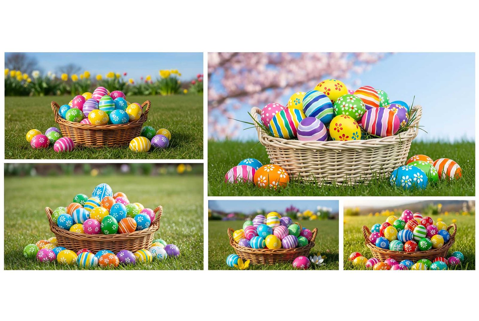 72 Easter Eggs in Basket Stock Photos - Festive Holiday
