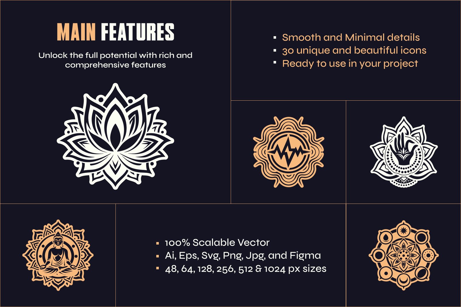Yoga Symbols Vector Art Set