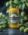 Beer Can Surrounded by Hops Branches Mockup