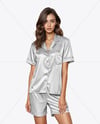 Woman Wearing Pajamas with Shorts Mockup
