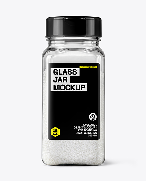 Square Plastic Jar with Fine Salt Mockup - Realistic mockups