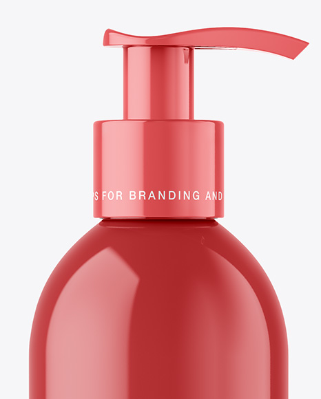Glossy Cosmetic Bottle with Pump Mockup