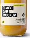 Clear Glass Jar with Chicken Bone Broth Mockup