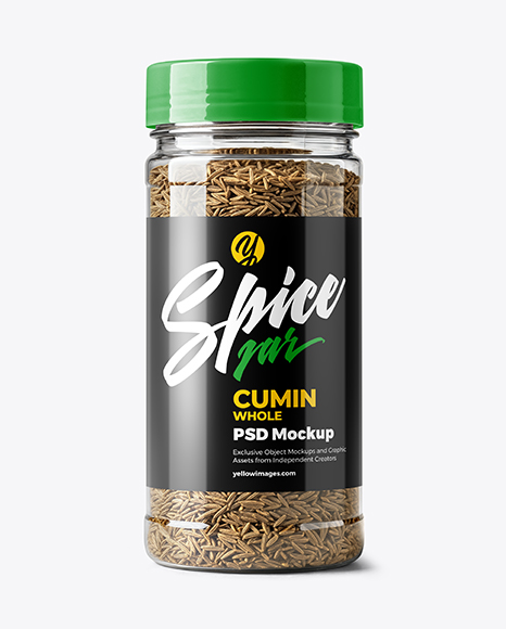 Plastic Spice Jar with Whole Cumin Mockup - Plastic jar mockup