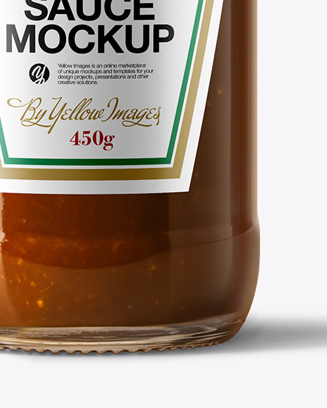 Glass Bottle with BBQ Sauce Mockup