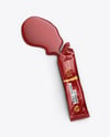 Opened Glossy Stick Sachet with Liquid Mockup